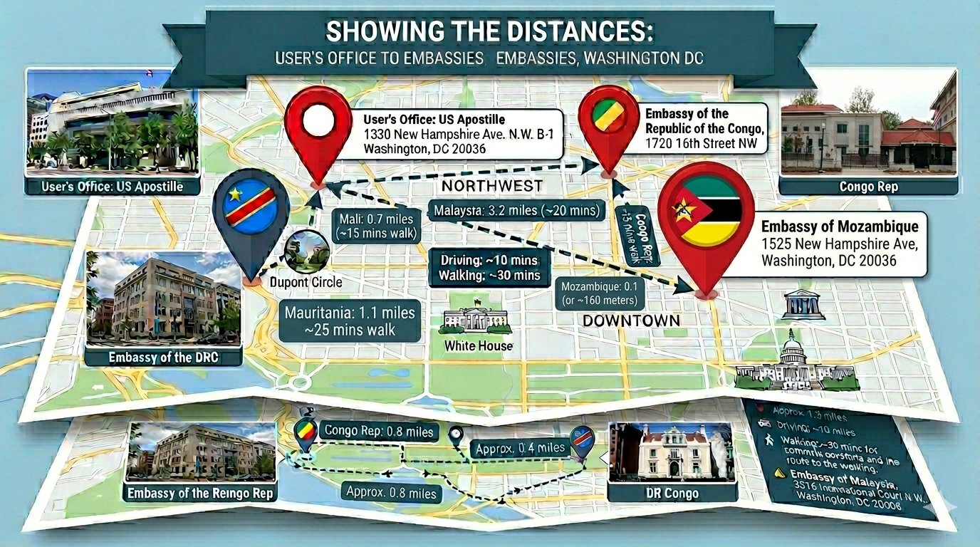 Map of Mozambique Embassy Legalization & Authentication Services